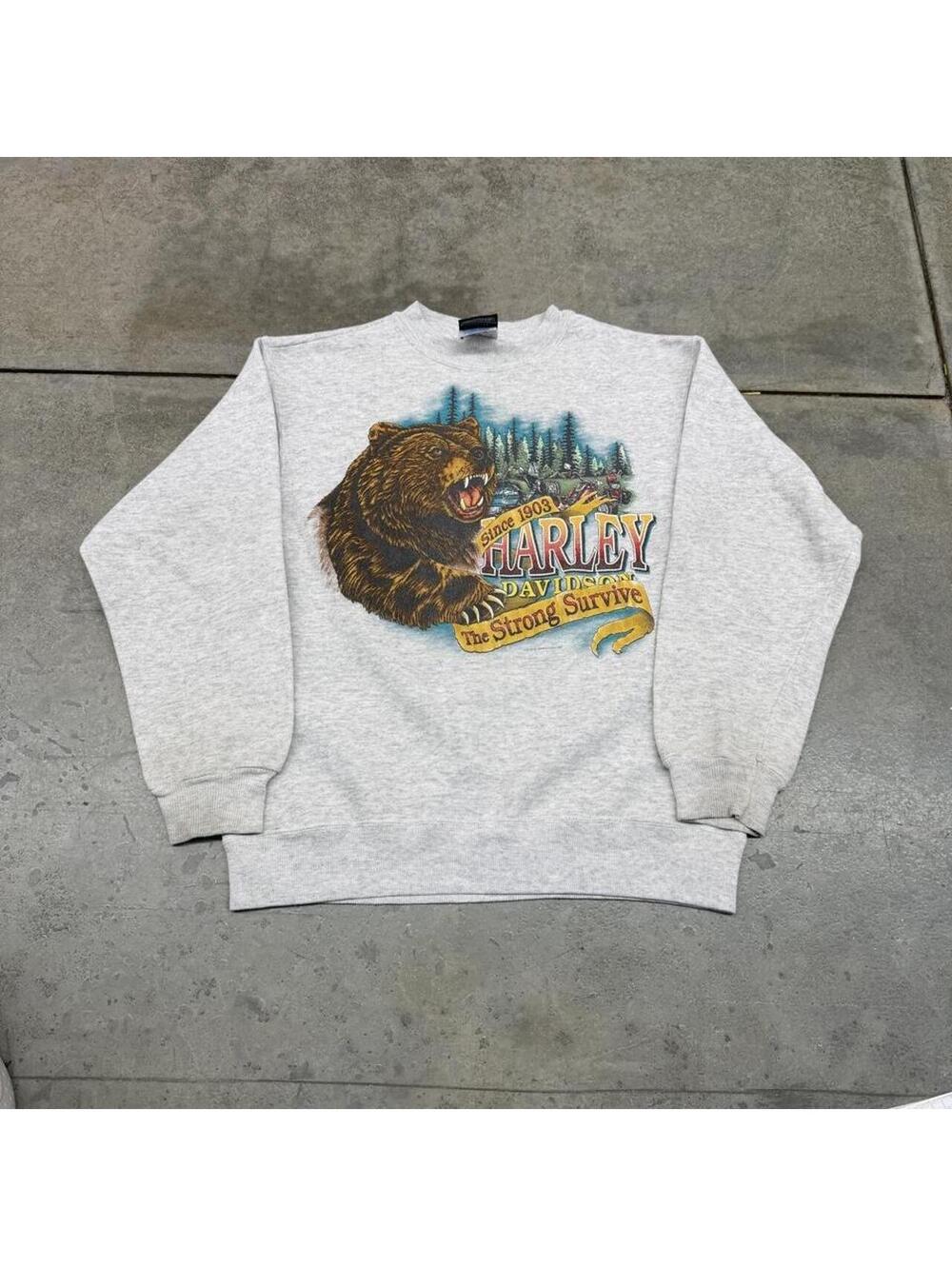 vintage harley davidson made in usa the strong survive bear crewneck size medium